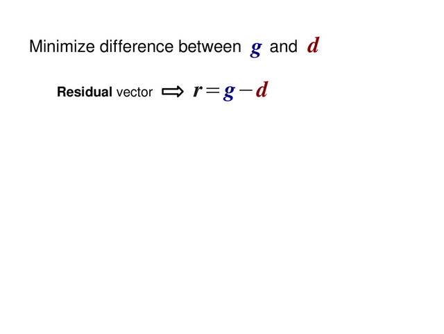 Minimize difference between and
g d
r=g−d
Residual vector
