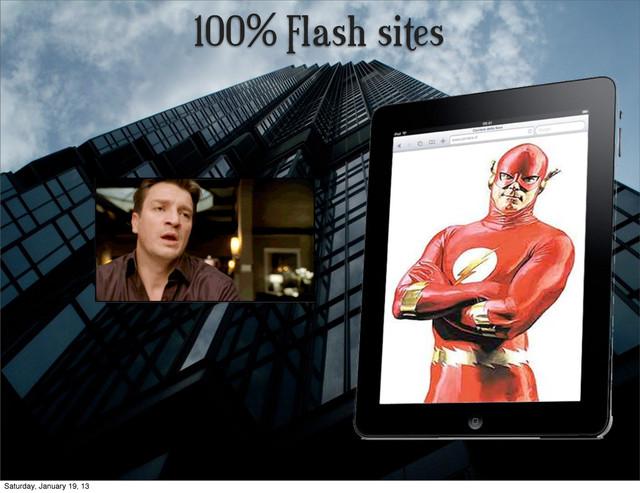 100% Flash sites
Saturday, January 19, 13
