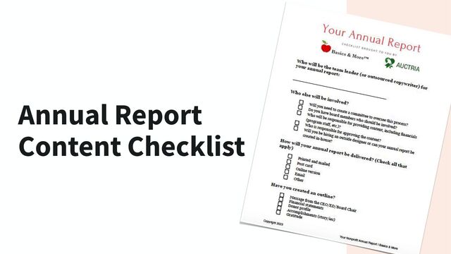 Annual Report
Content Checklist
