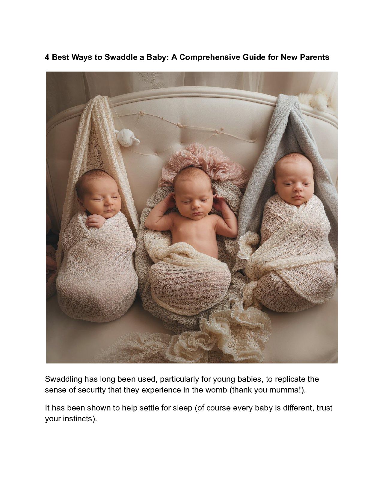 4 Best Ways on How to Swaddle a Newborn Baby Sprootbaby Speaker Deck