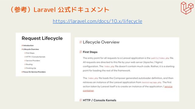 （参考）Laravel 公式ドキュメント
https://laravel.com/docs/10.x/lifecycle
