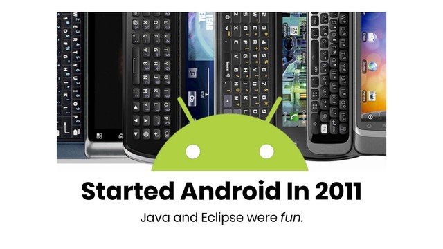 Started Android In 2011
Java and Eclipse were fun.
