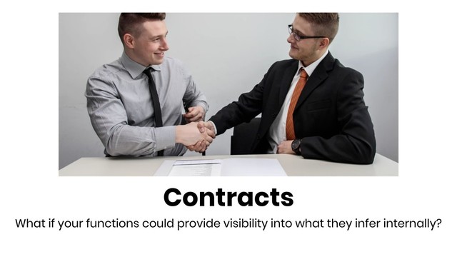 Contracts
What if your functions could provide visibility into what they infer internally?
