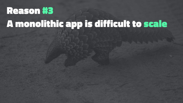 Reason #3
A monolithic app is difficult to scale
