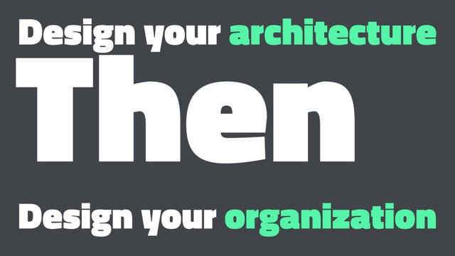 Design your architecture
Then
Design your organization
