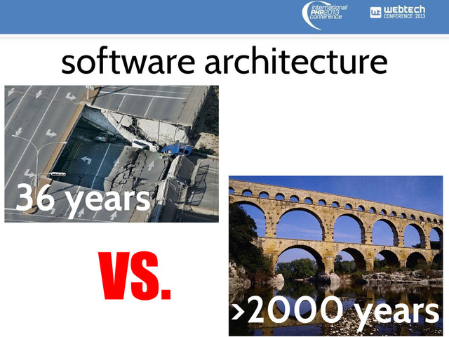 software architecture
VS.
36 years
>2000 years
