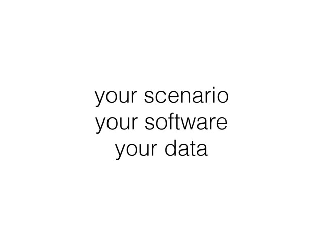 your scenario
your software
your data
