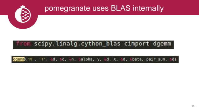 14
pomegranate uses BLAS internally
