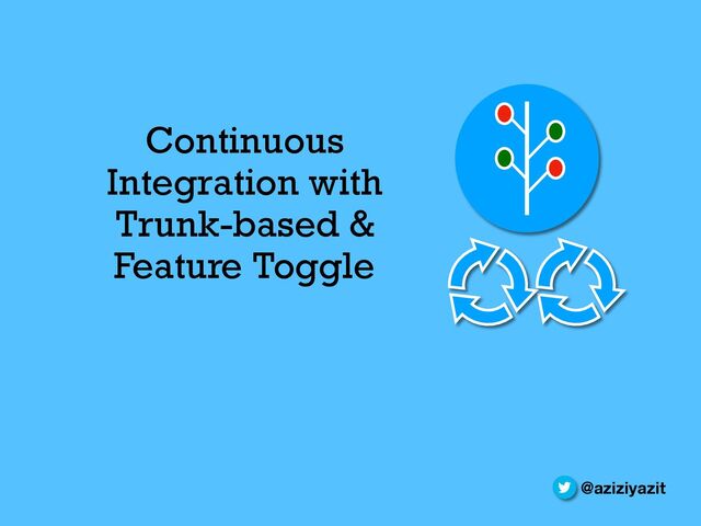 Continuous
Integration with
Trunk-based &
Feature Toggle
@aziziyazit

