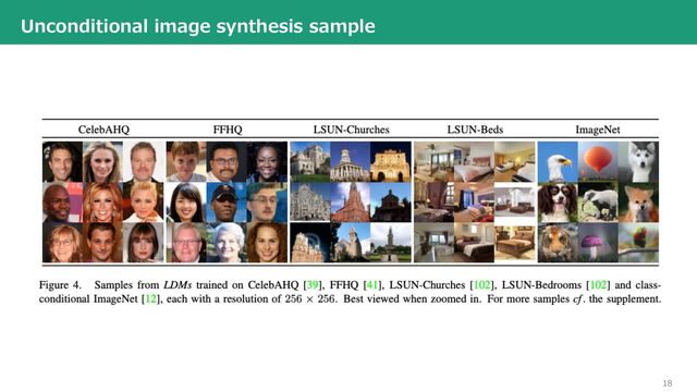 18
Unconditional image synthesis sample
