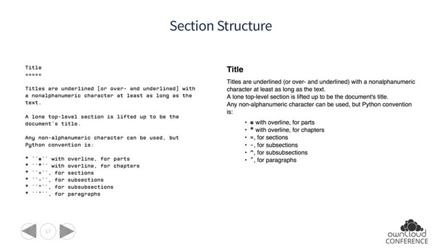 17
Section Structure

