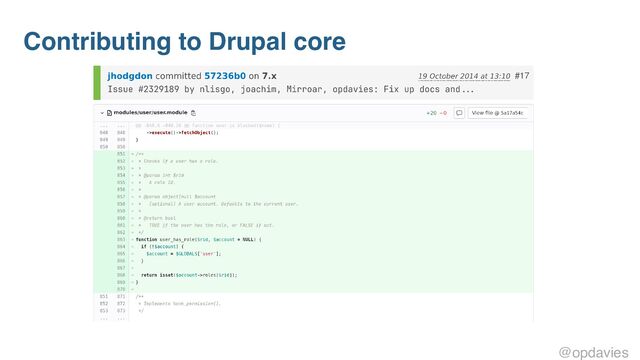 Contributing to Drupal core
@opdavies

