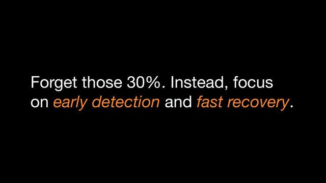 Forget those 30%. Instead, focus

on early detection and fast recovery.
