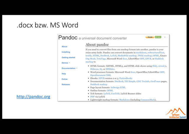 .docx bzw. MS Word
http://pandoc.org
