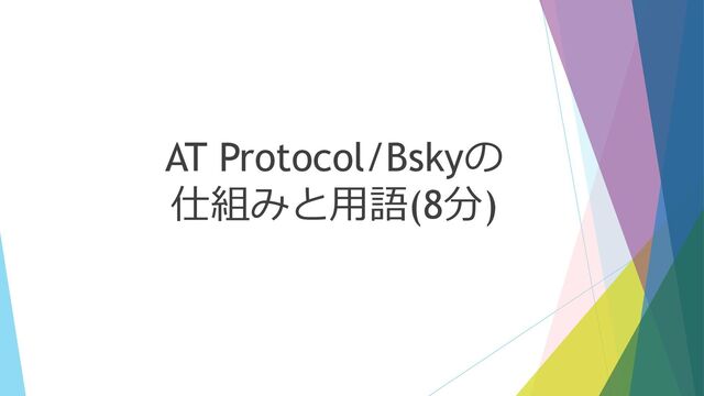 AT Protocol/Bskyの
仕組みと用語(8分)
