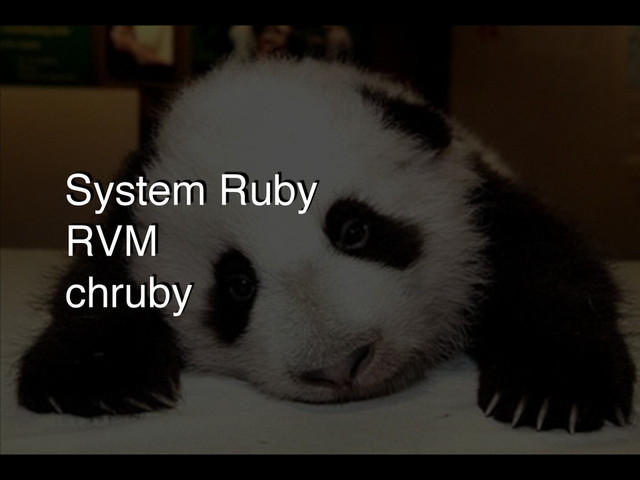 System Ruby!
RVM!
chruby
