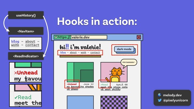 Hooks in action:
useHistory()



