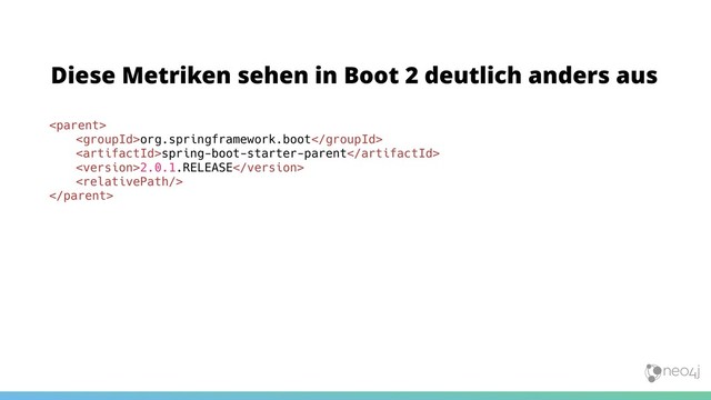 
org.springframework.boot
spring-boot-starter-parent
2.0.1.RELEASE


Diese Metriken sehen in Boot 2 deutlich anders aus
