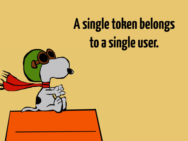 A single token belongs
to a single user.
