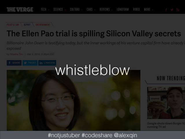 whistleblow
#notjustuber #codeshare @alexqin
