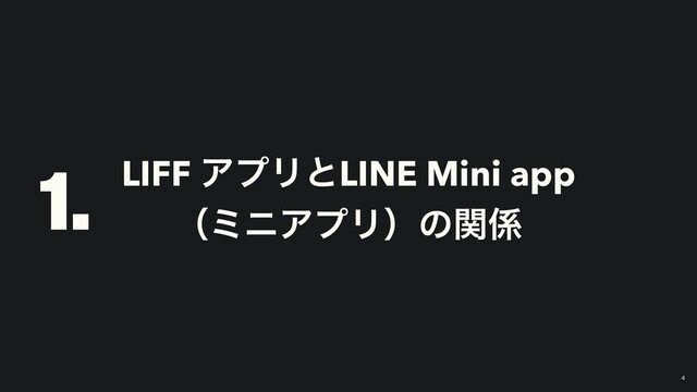LIFF ΞϓϦͱLINE Mini app
ʢϛχΞϓϦʣͷؔ܎
4
1.
