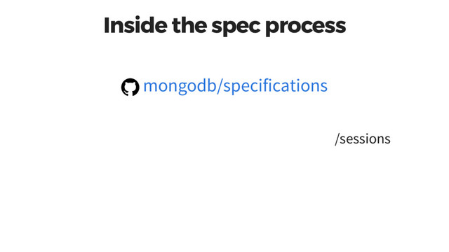 Inside the spec process
/sessions
mongodb/specifications
