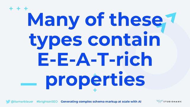 @itamarblauer #brightonSEO Generating complex schema markup at scale with AI
Many of these
types contain
E-E-A-T-rich
properties
