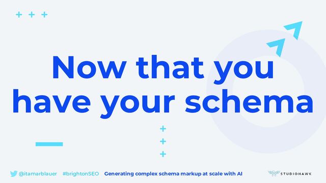 @itamarblauer #brightonSEO Generating complex schema markup at scale with AI
Now that you
have your schema
