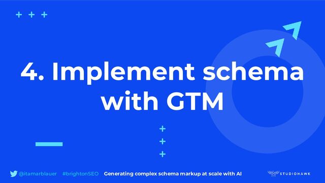 4. Implement schema
with GTM
@itamarblauer #brightonSEO Generating complex schema markup at scale with AI
