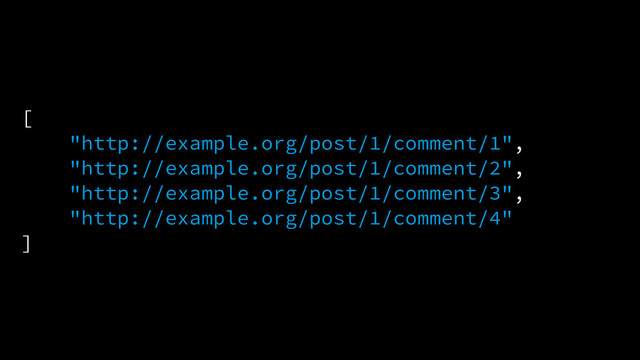 [
"http://example.org/post/1/comment/1",
"http://example.org/post/1/comment/2",
"http://example.org/post/1/comment/3",
"http://example.org/post/1/comment/4"
]
