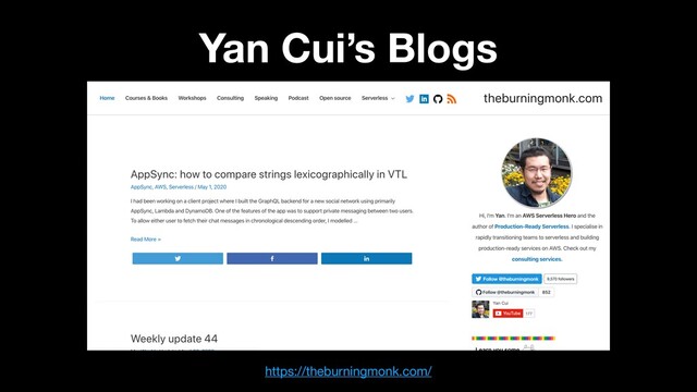 Yan Cui’s Blogs
https://theburningmonk.com/
