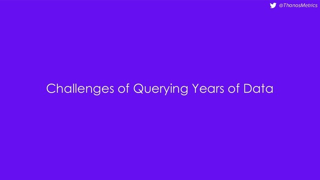 @ThanosMetrics
Challenges of Querying Years of Data

