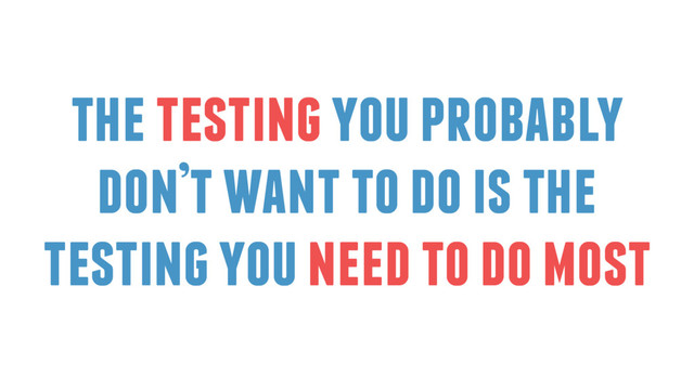 the testing you probably
don’t want to do is the
testing you need to do most
