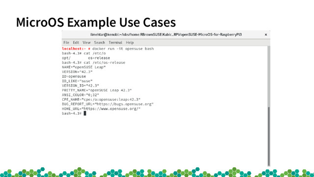 MicroOS Example Use Cases
