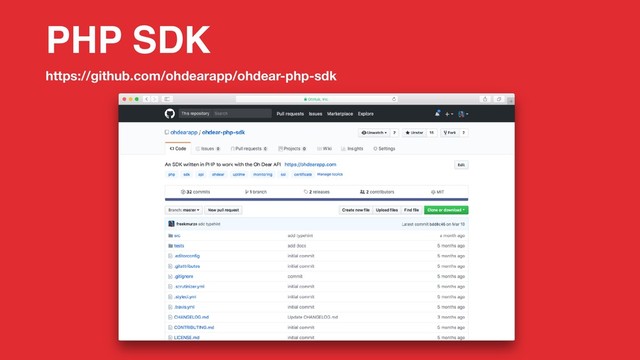 PHP SDK
https://github.com/ohdearapp/ohdear-php-sdk
