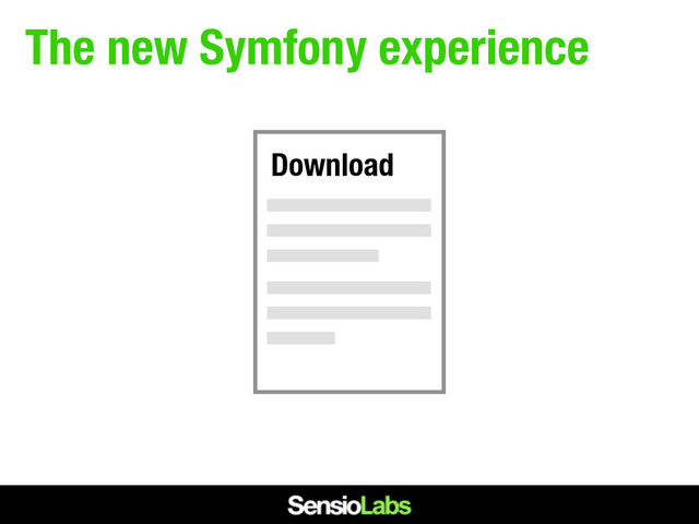 The new Symfony experience
Contributors
Community
Bundles
Blog
Download
