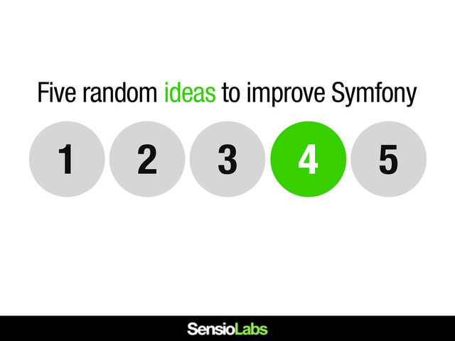 4 5
3
2
1
Five random ideas to improve Symfony

