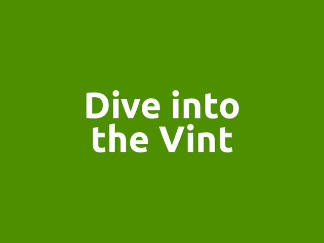 Dive into 
the Vint
