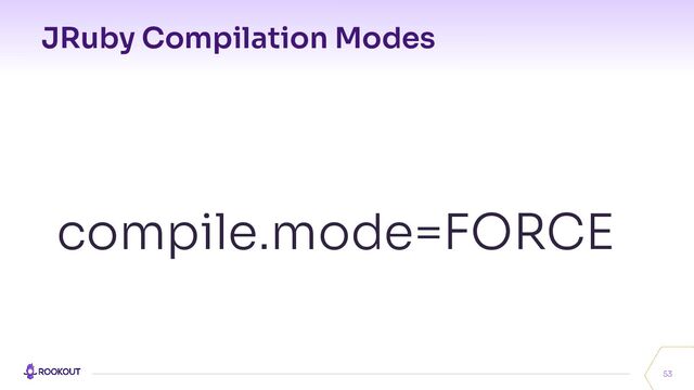 JRuby Compilation Modes
53
compile.mode=FORCE
