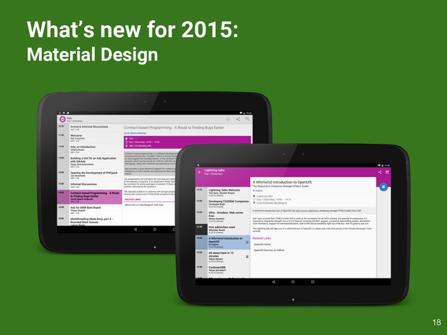 What’s new for 2015:
Material Design
18

