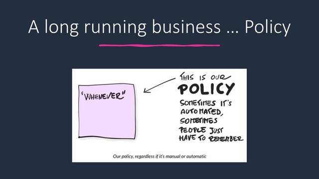 A long running business … Policy
