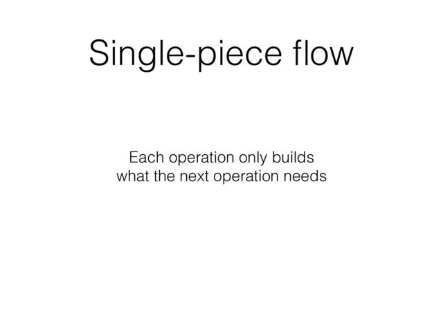 Single-piece ﬂow
Each operation only builds
what the next operation needs
