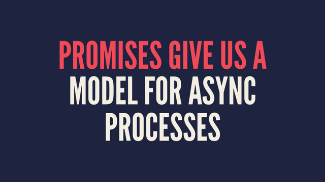 PROMISES GIVE US A
MODEL FOR ASYNC
PROCESSES
