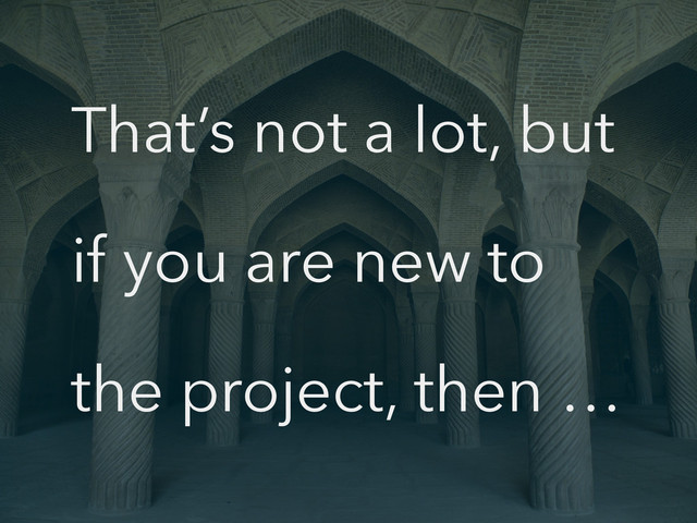 That’s not a lot, but
if you are new to
the project, then …

