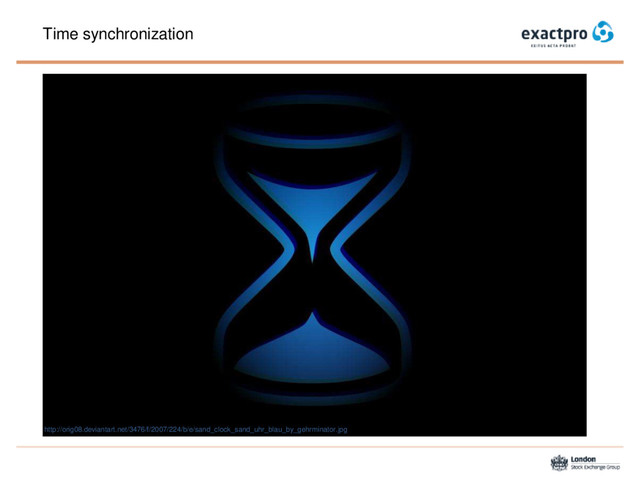 Time synchronization
http://orig08.deviantart.net/3476/f/2007/224/b/e/sand_clock_sand_uhr_blau_by_gehrminator.jpg
