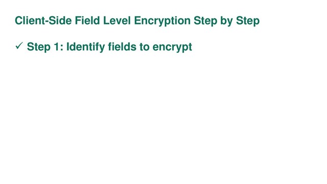 Client-Side Field Level Encryption Step by Step
 Step 1: Identify fields to encrypt
