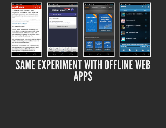 SAME EXPERIMENT WITH OFFLINE WEB
APPS
