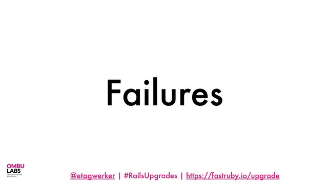 @etagwerker | #RailsUpgrades | https://fastruby.io/upgrade
Failures
77
