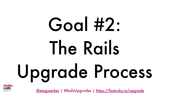 @etagwerker | #RailsUpgrades | https://fastruby.io/upgrade
Goal #2:
The Rails
Upgrade Process
9
