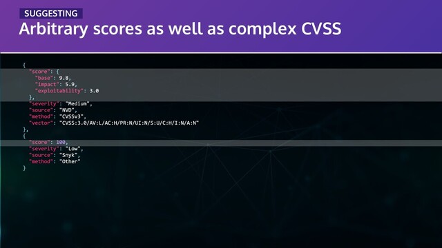 Arbitrary scores as well as complex CVSS
_SUGGESTING_
